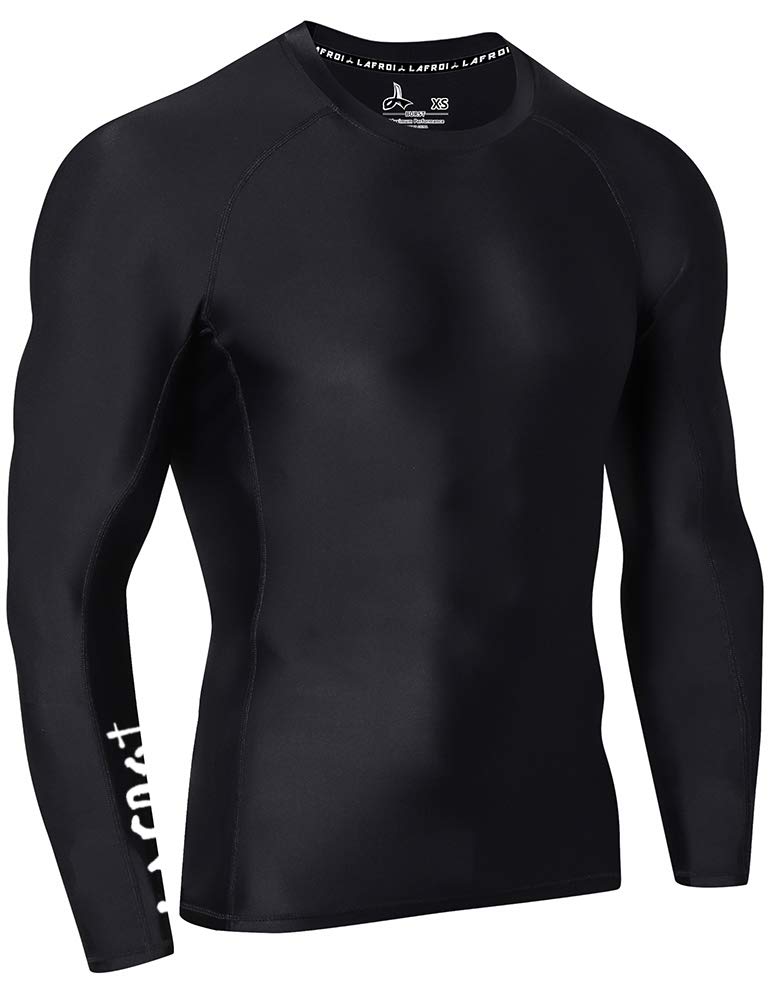LAFROI Men's Long Sleeve UPF 50+ Baselayer Skins Performance Fit Compression Rash Guard-CLYYB Asym Black Size LG - Image 3